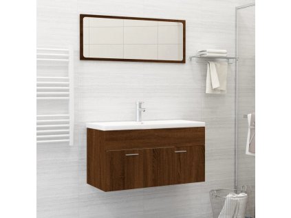 2dílný set koupelnového nábytku hnědý dub kompozitní dřevo