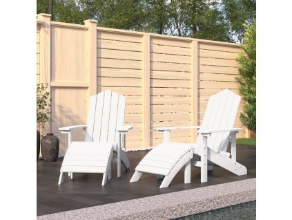 Zahradní křesla Adirondack 2 ks s podnožkami HDPE bílá