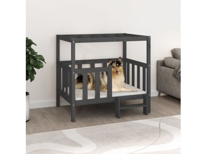 Pelíšek pro psy šedý 105,5x83,5x100 cm masivní borovice