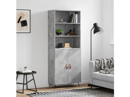Skříň highboard betonově šedá 69,5x34x180 cm kompozitní dřevo