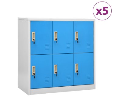 Uzamykatelné skříně 5 ks světle šedé a modré 90x45x92,5 cm ocel