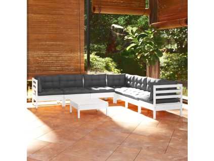 8dílná zahradní souprava s poduškami masivní borovice