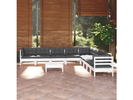 10dílná zahradní souprava s poduškami masivní borovice