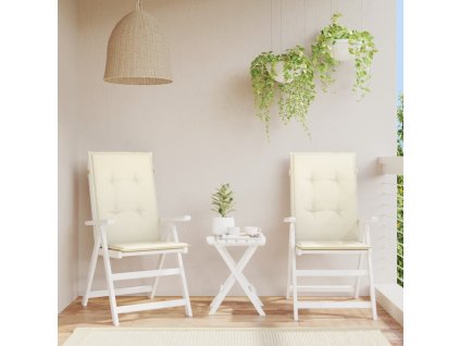 Podušky na židli vysoké opěradlo 2 ks krémové 120x50x3cm textil
