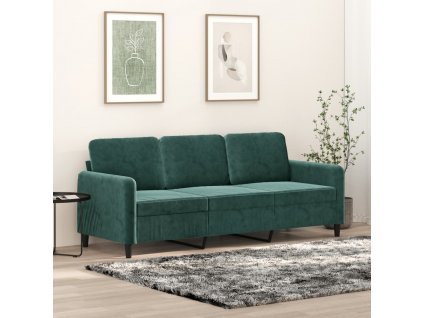 3místná pohovka tmavě zelená 180 cm samet