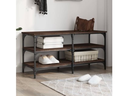 Lavice s botníkem hnědý dub 100 x 38,5 x 49 cm kompozitní dřevo