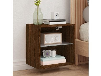 Noční stolky s LED osvětlením nástěnné 2 ks hnědý dub