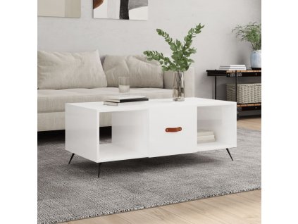 Konferenční stolek bílý s leskem 102x50x40 cm kompozitní dřevo