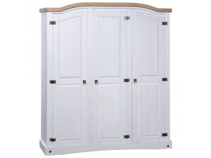 Šatní skříň mexická borovice Corona 3 dvířka bílá