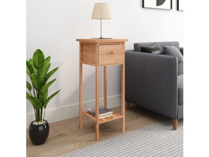 Odkládací stolek se zásuvkou 25 x 25 x 60 cm masivní ořech