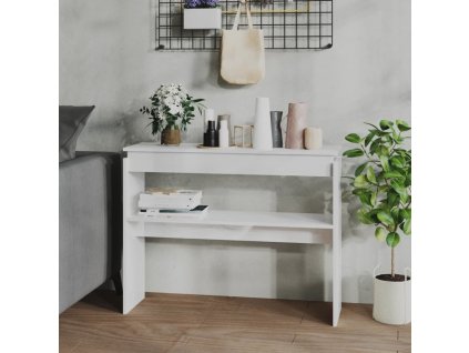 Konzolový stolek bílý vysoký lesk 102x30x80 cm kompozitní dřevo