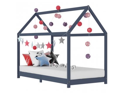 Rám dětské postele šedý masivní borové dřevo 90 x 200 cm