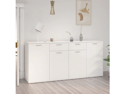 Příborník bílý s vysokým leskem 160x36x75 cm kompozitní dřevo