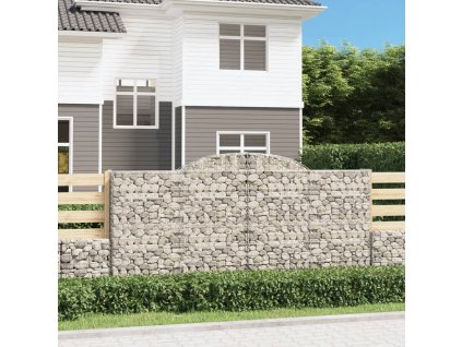 Klenuté gabionové koše 4 ks 300x50x140/160cm pozinkované železo