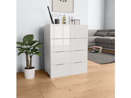 Příborník bílý s vysokým leskem 60x35x80 cm kompozitní dřevo