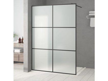 Sprchová zástěna walk-in černá 140 x 195 cm mléčné ESG sklo