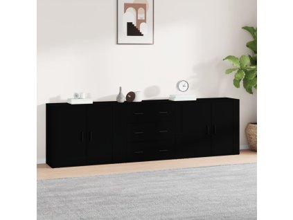 Příborníky 3 ks černé kompozitní dřevo