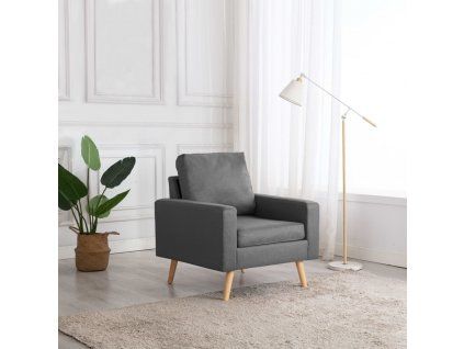 Křeslo světle šedé textil 288693