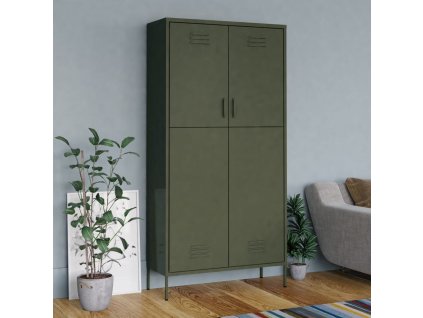 Šatní skříň olivově zelená 90 x 50 x 180 cm ocel
