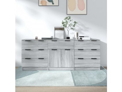 3dílný příborník šedý sonoma kompozitní dřevo