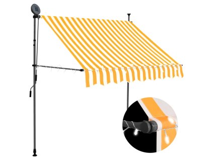 Ručně zatahovací markýza s LED světlem 100 cm bílooranžová