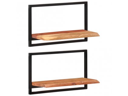 Nástěnné police 2 ks 60 x 25 x 35 cm masivní akácie a ocel