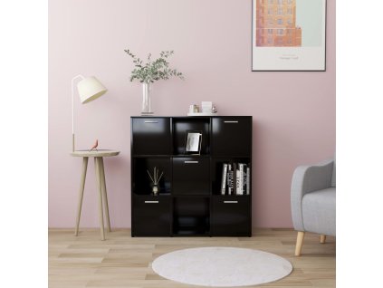 Knihovna černá 90 x 30 x 90 cm kompozitní dřevo