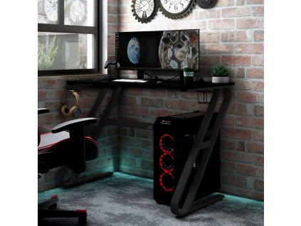 Herní stůl s nohami ve tvaru ZZ černý 110 x 60 x 75 cm