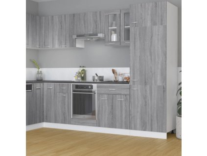 Závěsná skleněná skříňka "Lyon" šedá sonoma 60 x 31 x 60 cm, dřevěné podlahy