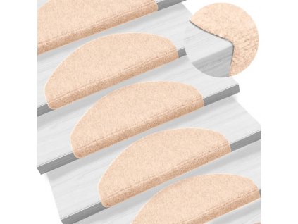 Schodové rohože samolepicí 15 ks 65 x 21 x 4 cm světle hnědé, půlkulaté, velké