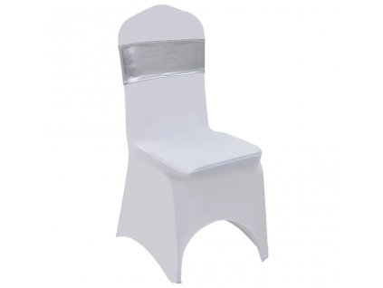 Elastické šerpy na židli 25 ks s diamantovou přezkou stříbrné