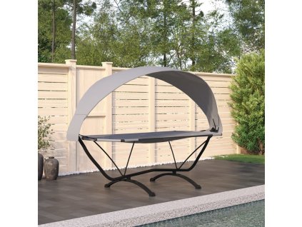 Zahradní lehátko se stříškou šedé ocel a oxfordská látka