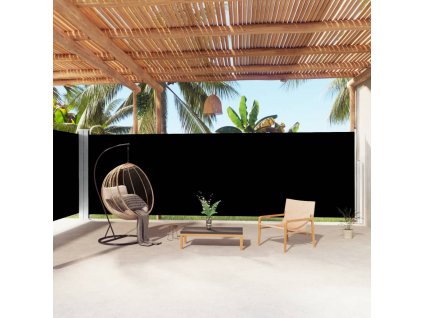 Zatahovací boční markýza černá 200 x 1 000 cm