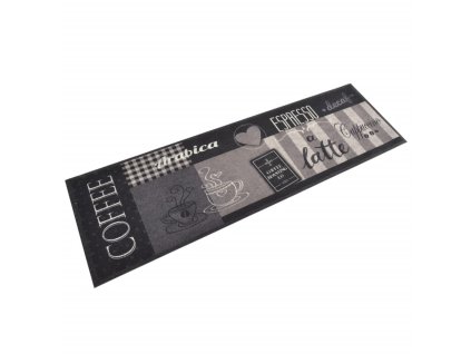 Kuchyňský koberec omyvatelný Káva černý 45 x 150 cm samet