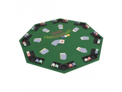 Skládací pokerová deska na stůl 2dílná osmiúhelníková zelená