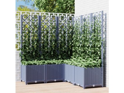 Zahradní truhlík s treláží modrá šedá 120 x 120 x 136 cm PP