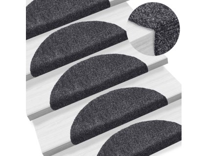 Schodové rohože samolepicí 10 ks 56 x 17 x 3 cm tmavě šedé půlkulaté