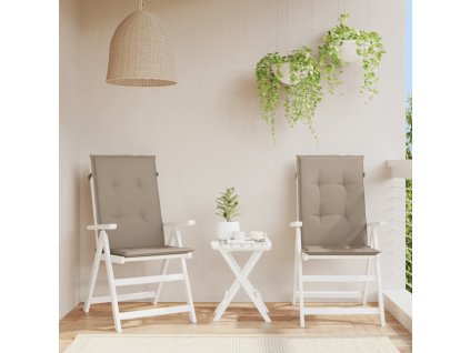 Podušky na židli vysoké opěradlo 2 ks taupe 120x50x3 cm textil