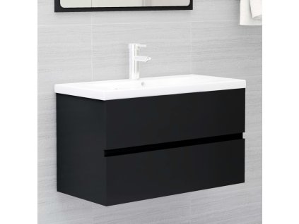 Skříňka pod umyvadlo černá 80 x 38,5 x 45 cm kompozitní dřevo