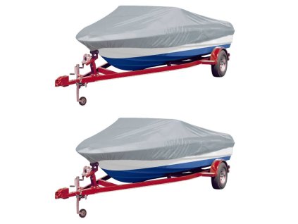 Krycí plachty na člun 2 ks šedé délka 519–580 cm šířka 294 cm