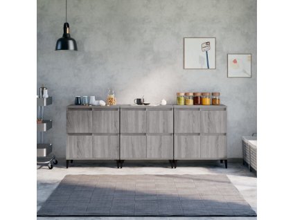 Příborníky 3 ks šedé sonoma 60 x 35 x 70 cm kompozitní dřevo