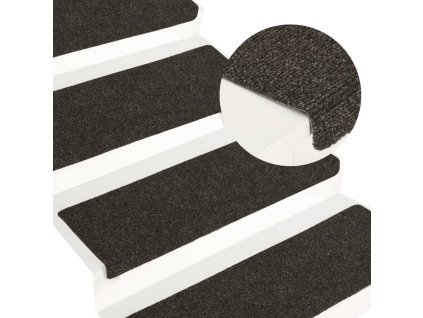 Schodové rohože samolepicí 15 ks 65 x 21 x 4 cm antracitové s obdélníkovým okrajem