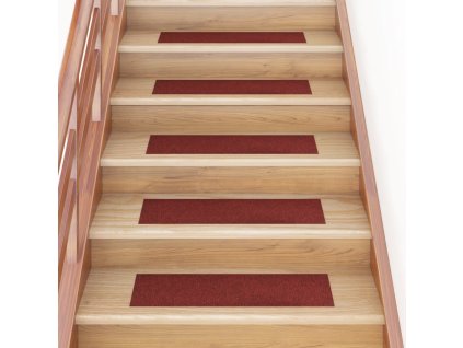 Schodové rohože samolepicí 15 ks 76 x 20 cm bordó červená obdélníková