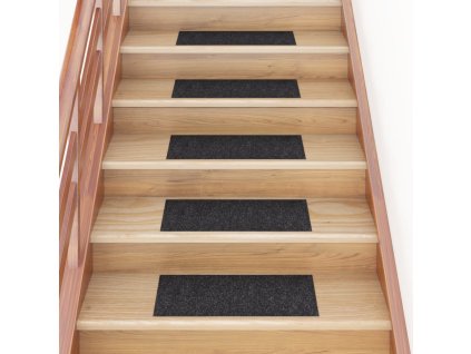 Schodové rohože samolepicí 15 ks 60 x 25 cm černé obdélníkové