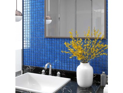 Mozaikové dlaždice 11 ks modré 30 x 30 cm sklo