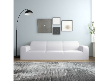 Strečový potah na čtyřmístnou pohovku bílý polyesterový žerzej