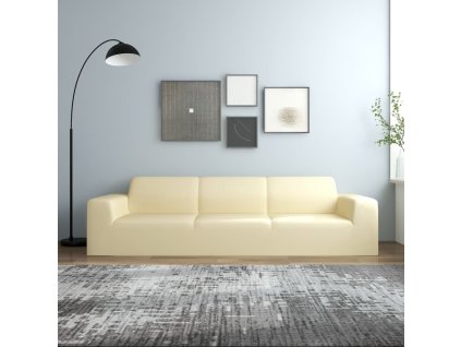 Strečový potah na čtyřmístnou pohovku krémový polyester žerzej