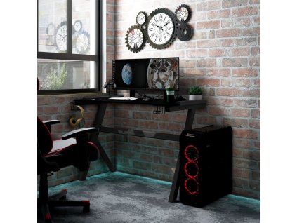 Herní stůl s LED a nohami ve tvaru Y černý 90 x 60 x 75 cm