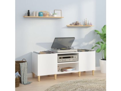 Skříňka na LP desky lesklá bílá 121x38x48 cm kompozitní dřevo