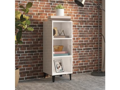 Příborník bílý vysoký lesk 34,5 x 32,5 x 90 cm kompozitní dřevo